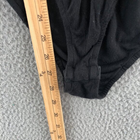 Lovers + Friends Top Womens Small Black Bodysuit Long Balloon Sleeves Snap Front - Picture 9 of 10